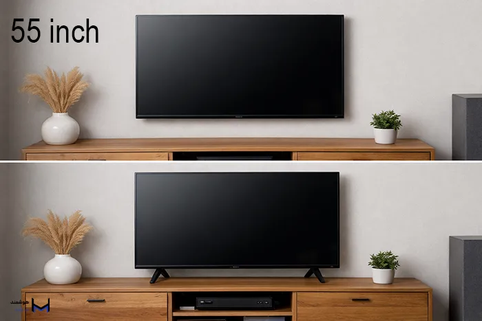 ابعاد تلویزیون 55 اینچ